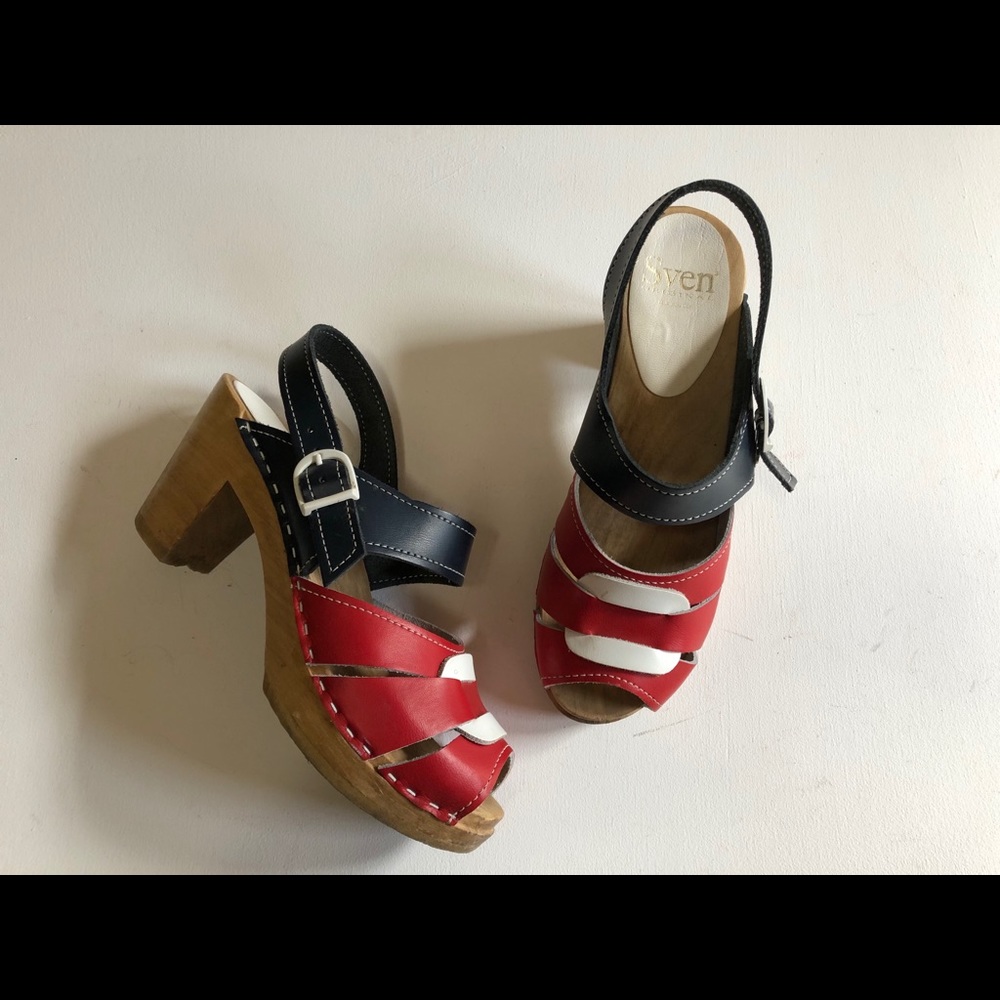 Sven clogs size 38 red white and blue